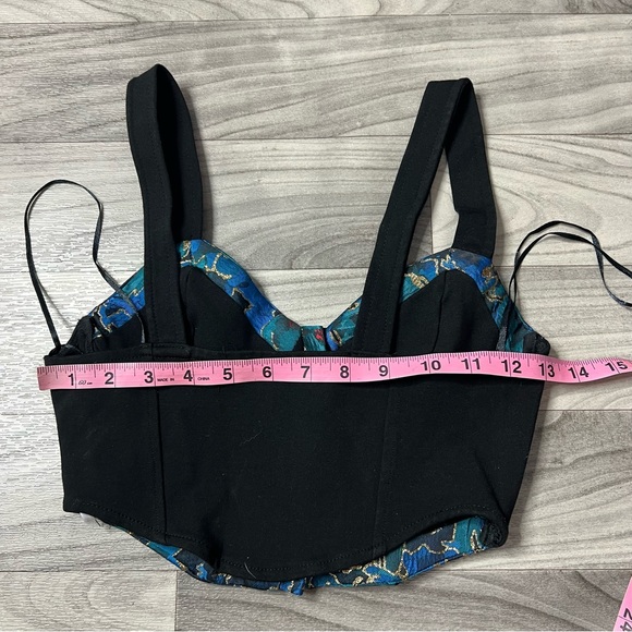 Zara Blue Embroidered Bustier Cropped Corset Top Women’s Size Small - Picture 7 of 8